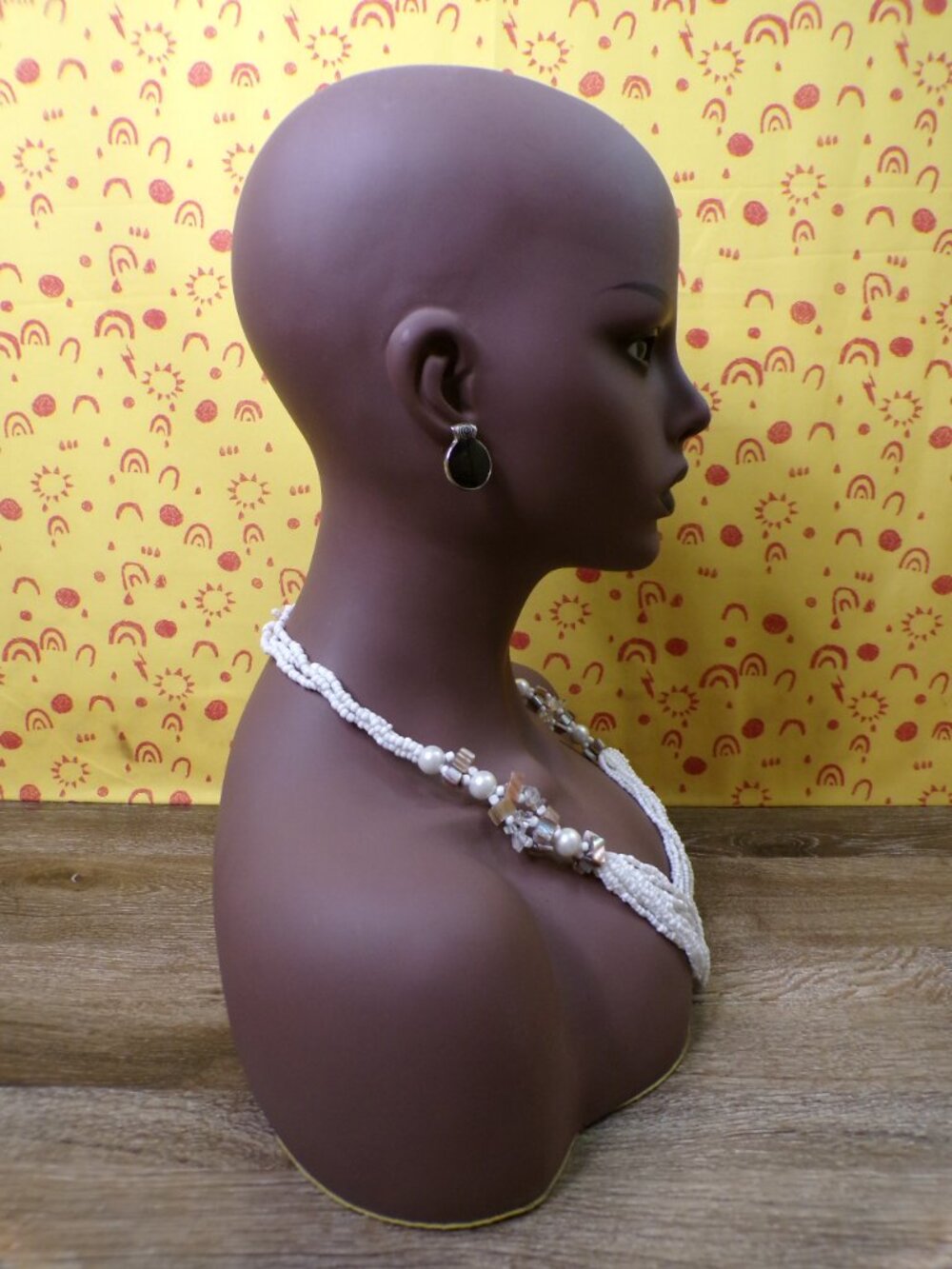 Multi Strand Beaded Necklace with Rear Button Clasp - Picture 10 of 11